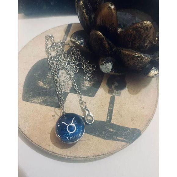 TAURUS BLUE GLOBE ZODIAC STAR SIGN NECKLACE - Picture 10 of 11